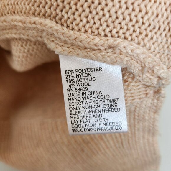 Minimalist 'Merry' Christmas Sweater Cream Red Wool Blend Crew Neck Knit - Picture 6 of 7